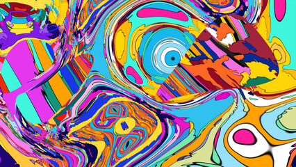 Colorful, abstract, fluid, and geometric background for a music festival