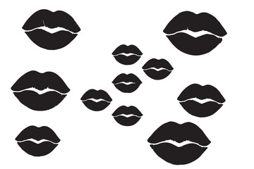 Lipstick kiss prints. Seamless pattern lipstick kiss. Fabric print design, cosmetic industry marketing poster or flyer idea. Different shapes female sexy lips, EPS 10.
