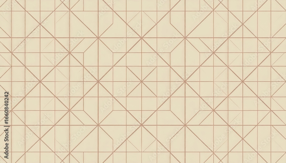 Poster seamless beige background with intricate geometric pattern composed of fine brown lines creating int
