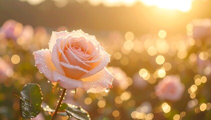 Dewy Rose Sunset Garden Bloom.