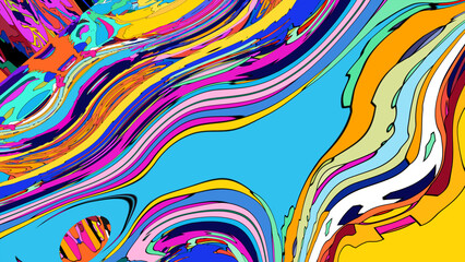 Colorful, abstract, fluid, and geometric background for a music festival