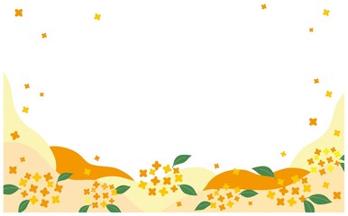 秋の金木犀背景イラスト素材