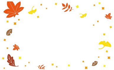 秋の落ち葉イラストフレーム素材
