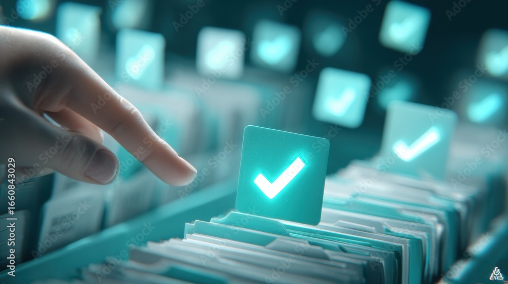 Poster premium modern digital document approval process with futuristic interface authentic workflow automa