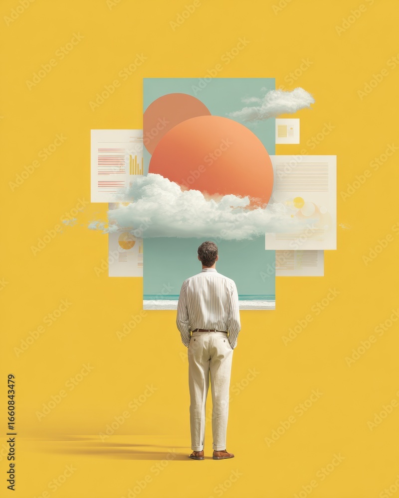 Poster professional businessman analyzing cloud data and server management modern tech concept for digital 