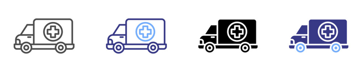 ambulance icon set multiple style