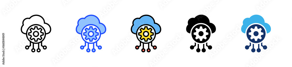 Aufkleber cloud erp icon collection with multiple styles
