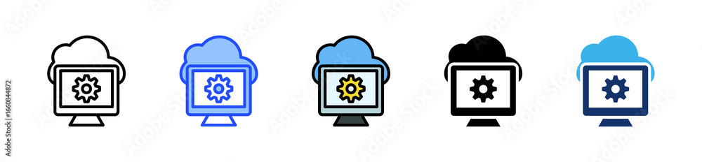 Aufkleber saas platform icon collection with multiple styles