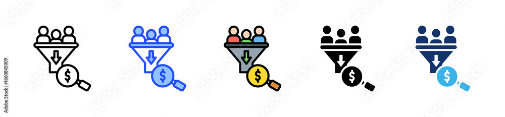 Poster lead generation icon collection with multiple styles