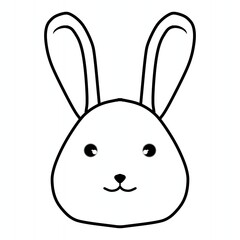 Cute Rabbit Face Line Drawing