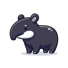 Obraz premium A cute tapir sticker design, chibi cartoon style, 2D flat vector icon illustration of an adorable little. Kawaii style, character art, isolated on white background,