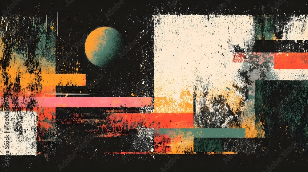 Poster a captivating abstract composition featuring a vibrant otherworldly landscape with swirling celestia