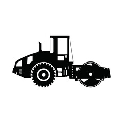 road roller silhouette isolated on transparent background 