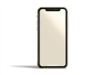 Gold smartphone, blank screen, isolated on white