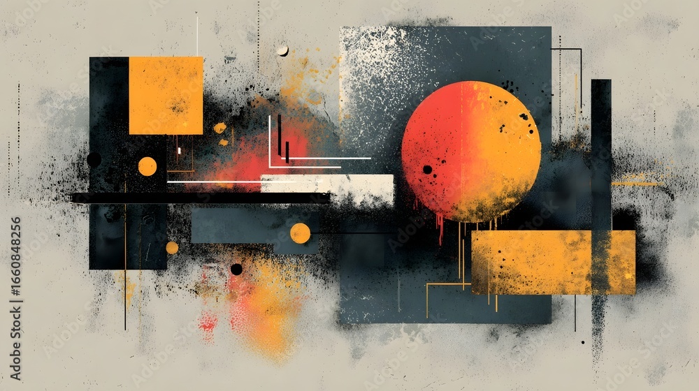 Poster a captivating abstract composition featuring bold geometric shapes vibrant colors and a dynamic inte