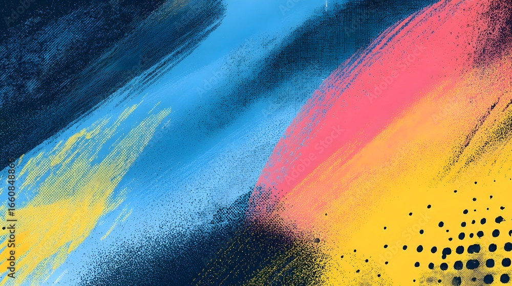 Poster a captivating abstract composition featuring fluid paint strokes in a vivid multicolored gradient
