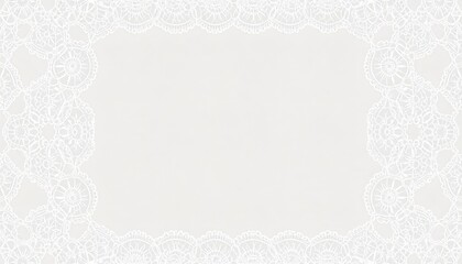 Elegant white lace border with intricate floral patterns and delicate details suitable for wedding invitations, greeting cards, and craft projects