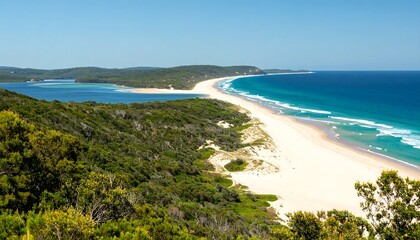 Coastal Landscape Beach with Dunes, and Ocean.