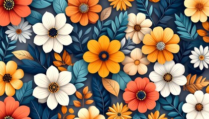 Autumn Floral Pattern Background.