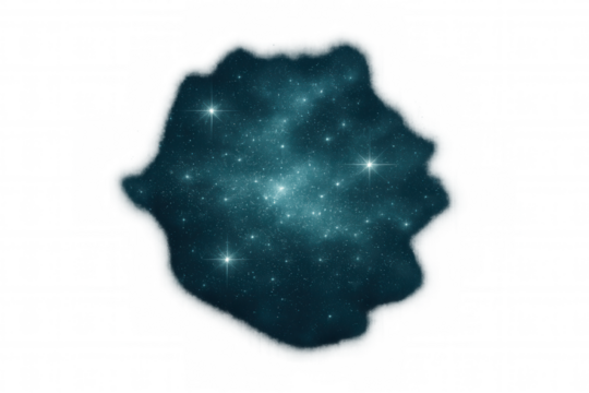 Luminous starry galaxy radiating through translucent surface, revealing celestial brilliance against dark cosmic expanse