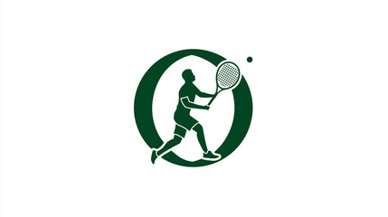 Fototapeta premium Tennis Player in Circular Frame Icon for Sports, Tournament Design