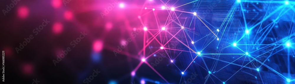 Aufkleber vibrant interconnected digital network with glowing lines and points representing technology, commun