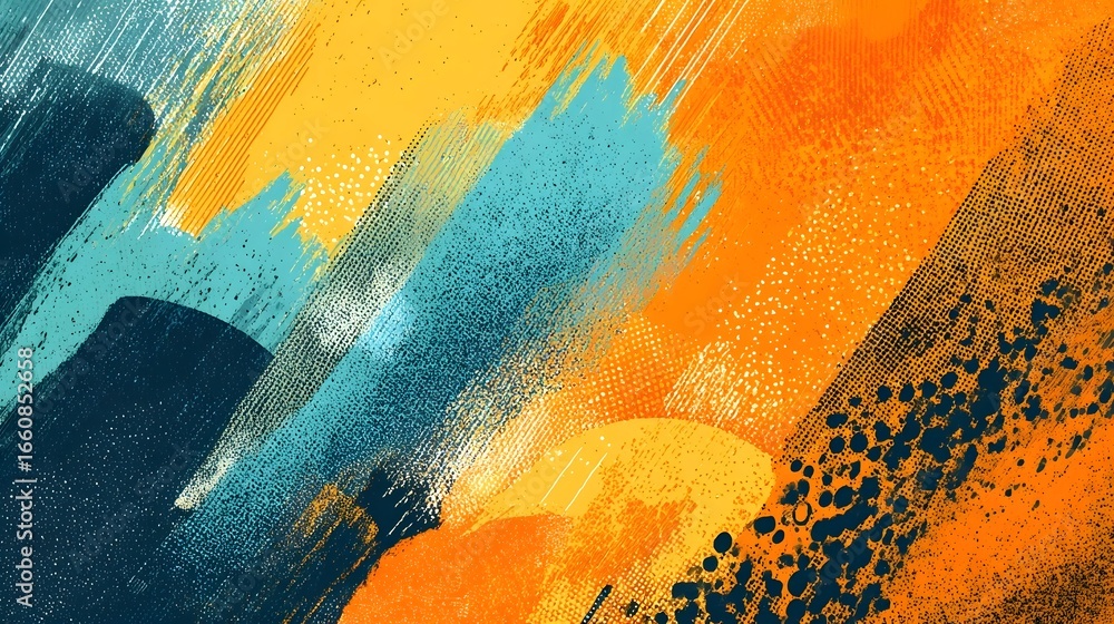 Poster a captivating abstract landscape painting with dynamic expressionistic brushstrokes in a vibrant pal