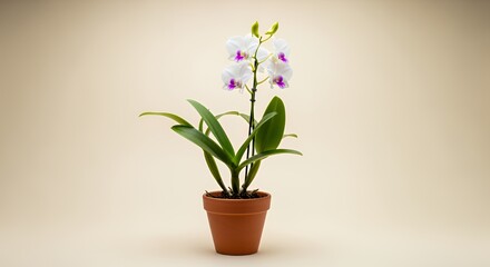 Elegant White Orchid in Terracotta Pot