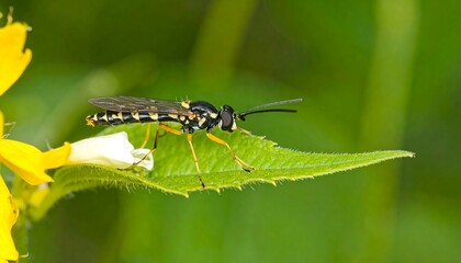 Fototapeta premium A fly on a leaf, close-up