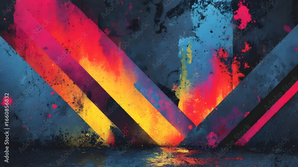 Aufkleber a captivating abstract visual featuring a powerful explosion of vibrant multicolored shapes and form