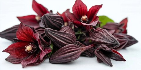 Fototapeta premium Roselle's unique flavor and vibrant color make it a favorite in many drinks. 