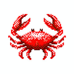 Pixel Art Red Crab on Teal Background
