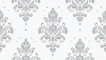 Elegant Gray Damask Pattern Wallpaper with Intricate Floral and Ornamental Designs for Classic Home Decor and Stylish Interior Walls
