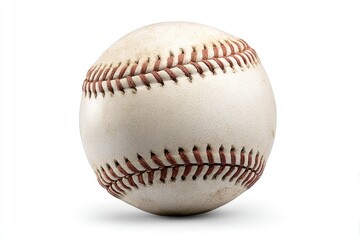 Worn baseball, light cream color, stitched seams