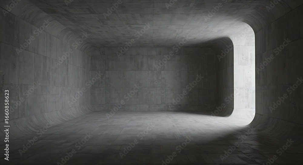 Poster empty square room with concrete wall curve architecture details grey textures on wall