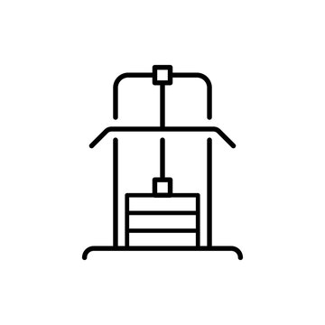 Lat pulldown machine icon. Simple outline style. Fitness, gym, training, exercise, workout, muscle, strength, bodybuilding concept. Thin line symbol. Vector isolated design