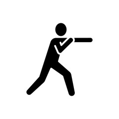 Punching person icon. Simple solid style. Boxing, hand, fitness, sport, character, energy, training, person, boxing athlete concept. Silhouette, glyph symbol. Vector isolated design