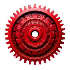 Modern Red Gear Symbol &ndash; 3D Shiny Cogwheel for Technology and Industry