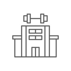 Gym building icon. Simple outline style. Fitness, health, sport, training, exercise, healthy, workout, muscle, bodybuilding concept. Thin line symbol. Vector isolated design editable stroke