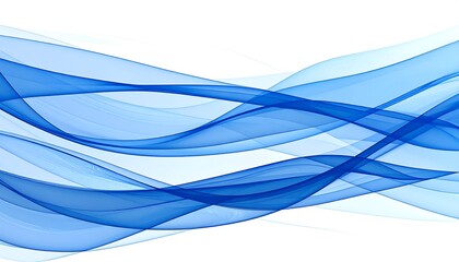 Abstract image of flowing, translucent blue waves on a white background