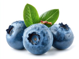 Close-up of fresh blueberries with leaves (1)