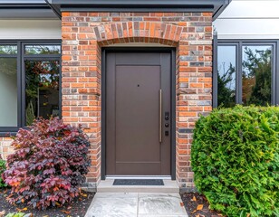 Front entryway of a modern brick house