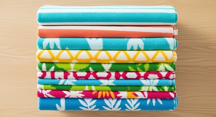 Stack of Colorful Beach Towels, Summer Vibes