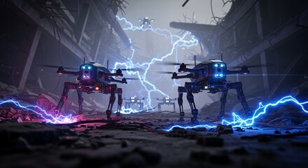 Post-Apocalyptic Drone Warfare: Robotic Sentinels in a Ruined City