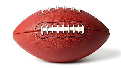 An American football isolated on a clean white background with sharp focus.