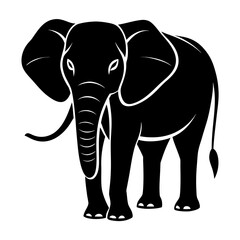 Simple Elephant Black Outline Illustration