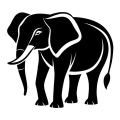 Simple Elephant Black Outline Illustration