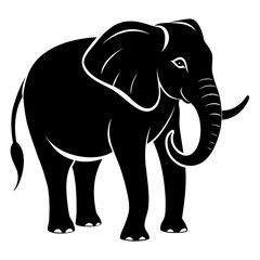 Simple Elephant Black Outline Illustration