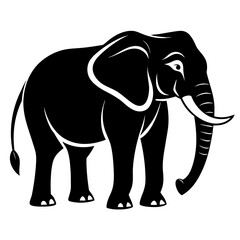 Simple Elephant Black Outline Illustration