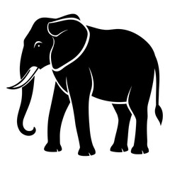 Simple Elephant Black Outline Illustration